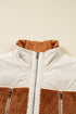 Colorblock Sherpa Half Zip Stand Neck Vest